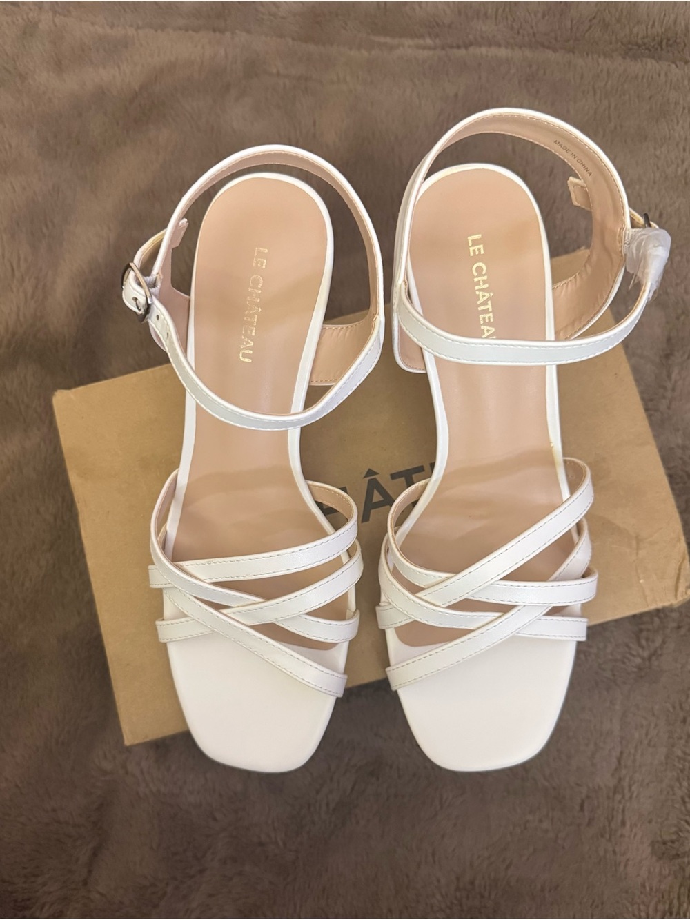 le chateau brand new Off White Strappy Wedge Sandals - Picture 11 of 13